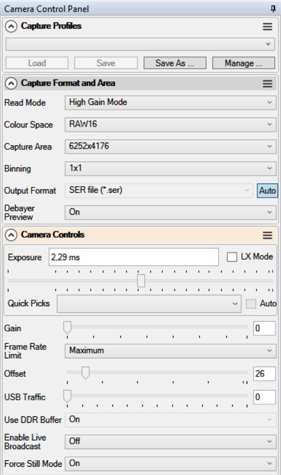 QHY 268-C - Highgain Mode- SharpCap 4.0 beta - Camera Control panel.JPG