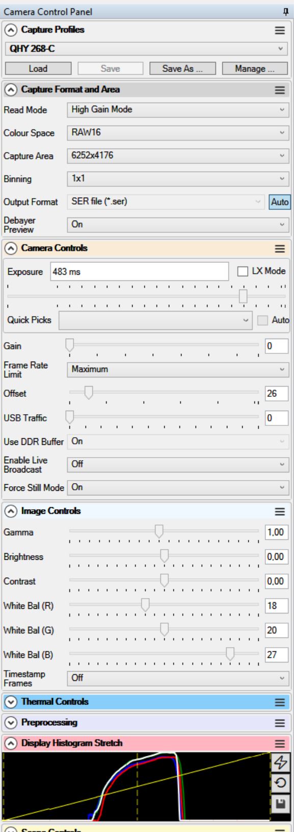 QHY 268-C - Highgain Mode- SharpCap 4.0 beta - Camera Control panel 2.JPG