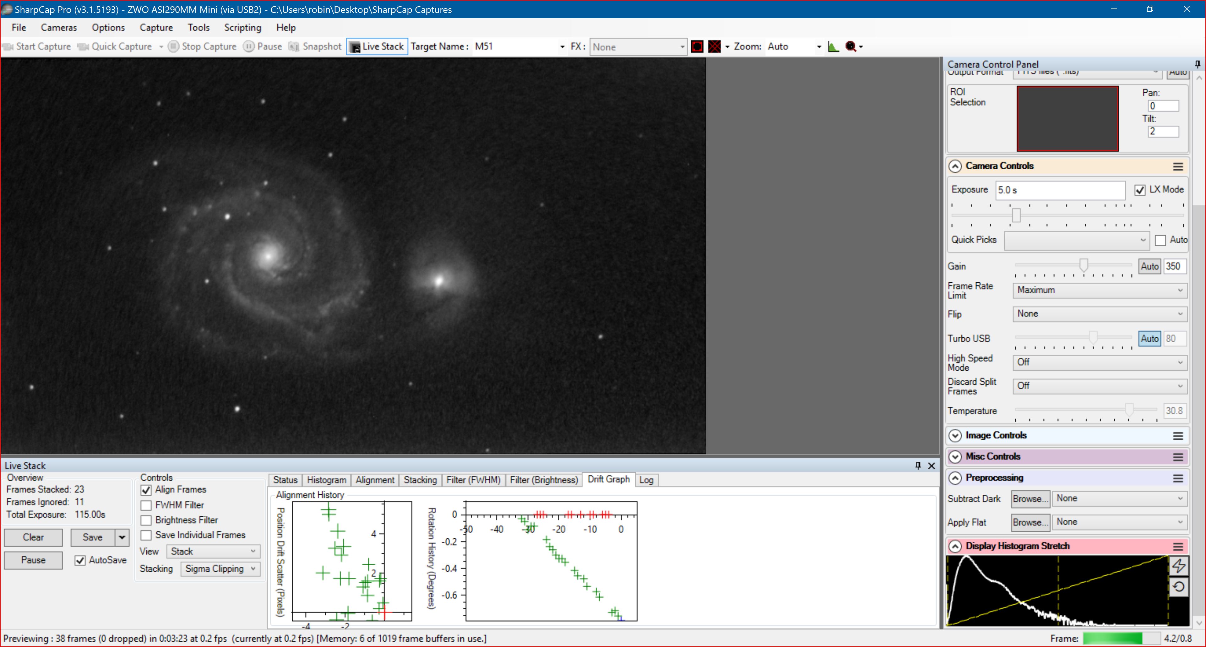 M51 drift graphs