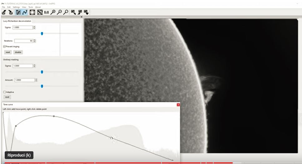 example of hystogram stretching of the sun image